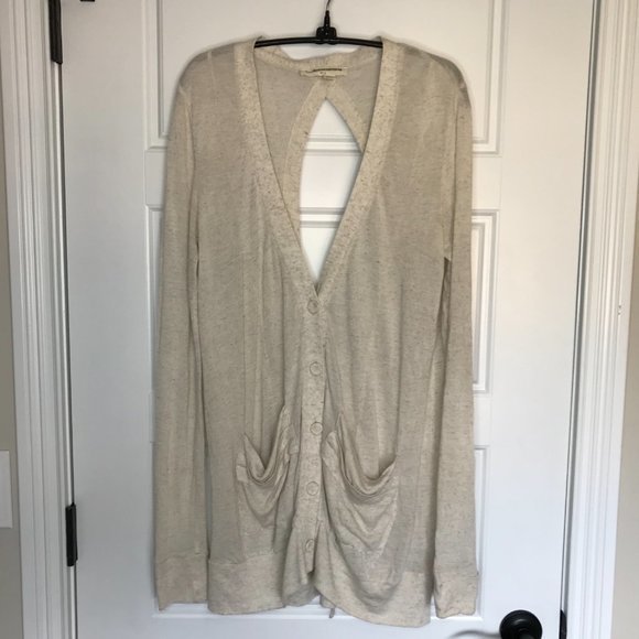 Pilcro and The Letterpress Rayon, Linen Open Back Button Front‎ Cardigan Small - Picture 2 of 11